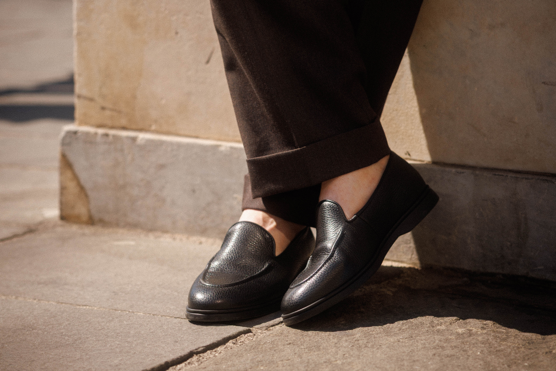 Wildsmith Model 1 mens rubber-soled raised apron loafers