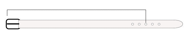 Belt sizing image: measure from outside edge of buckly to middle hole