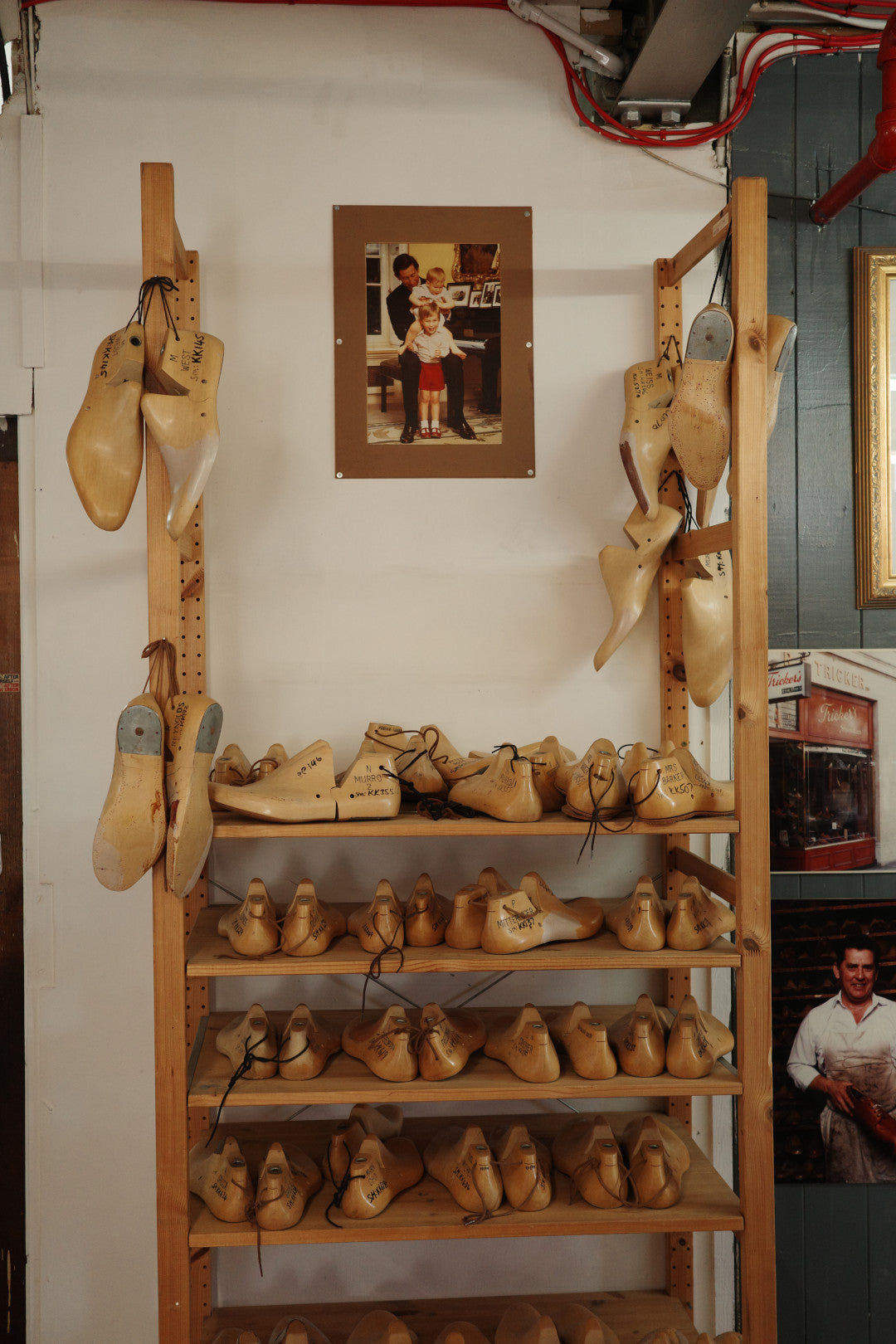 Shoe lasts on a shelf