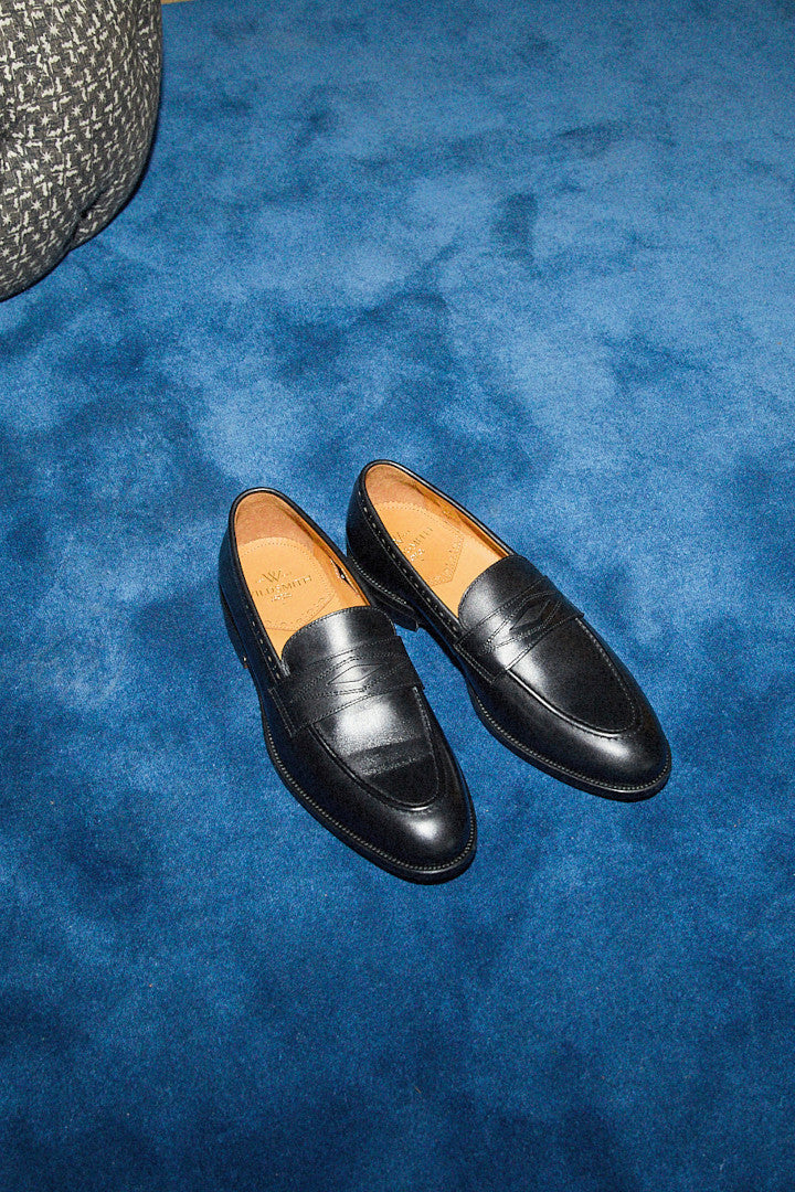 Model wearing Model 98 loafers